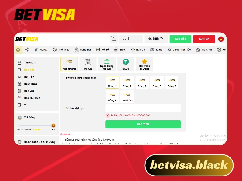 Nạp tiền Betvisa